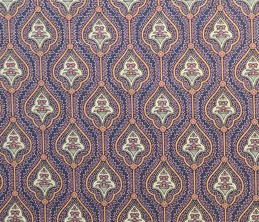 Fabric Country - Dark Blue Fabric / Brick Red, Tan, Green Print