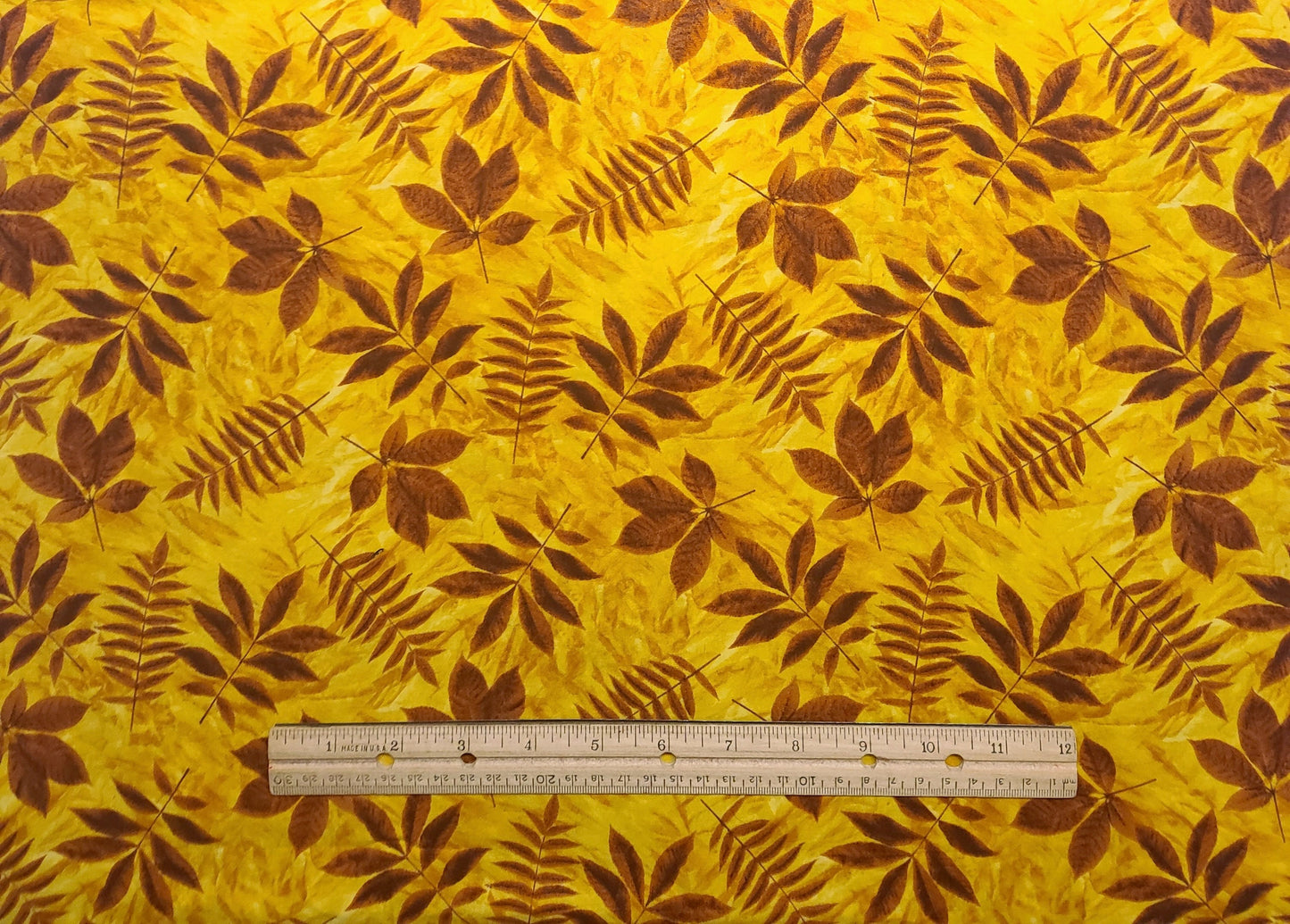 Nature's Design II Style #D501 by Hoffman California International Fabrics - Gold, Yellow, Brown Leaf Print Fabric