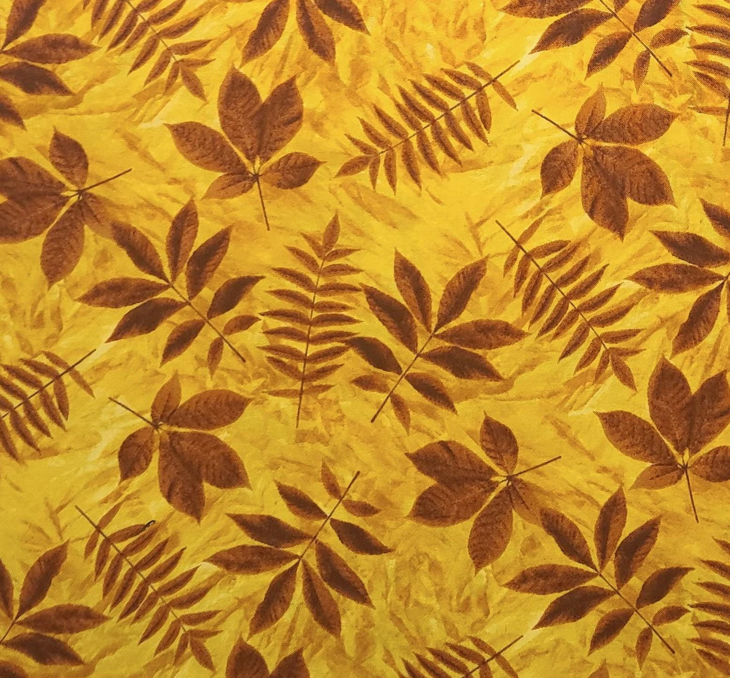 Nature's Design II Style #D501 by Hoffman California International Fabrics - Gold, Yellow, Brown Leaf Print Fabric