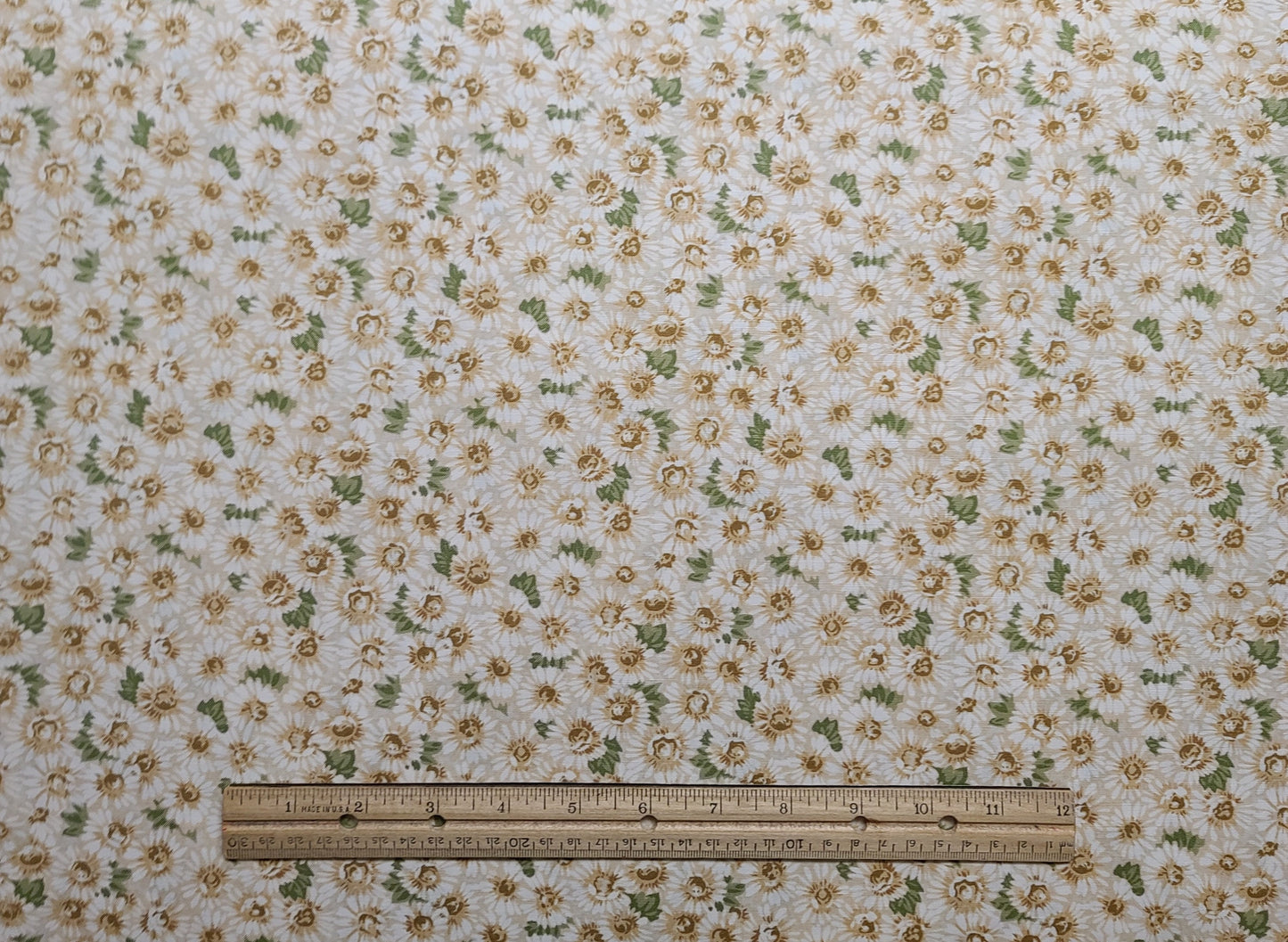 Bloomsburg #1504 Northcott Studio Quest For a Cure - Tan Fabric / White, Brown Daisy Print