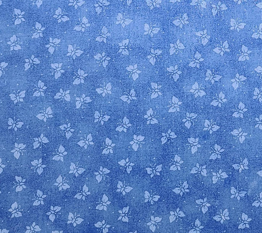 Marcus Brothers Textiles Inc - Blue Tonal Fabric / Pale Blue Butterfly Print