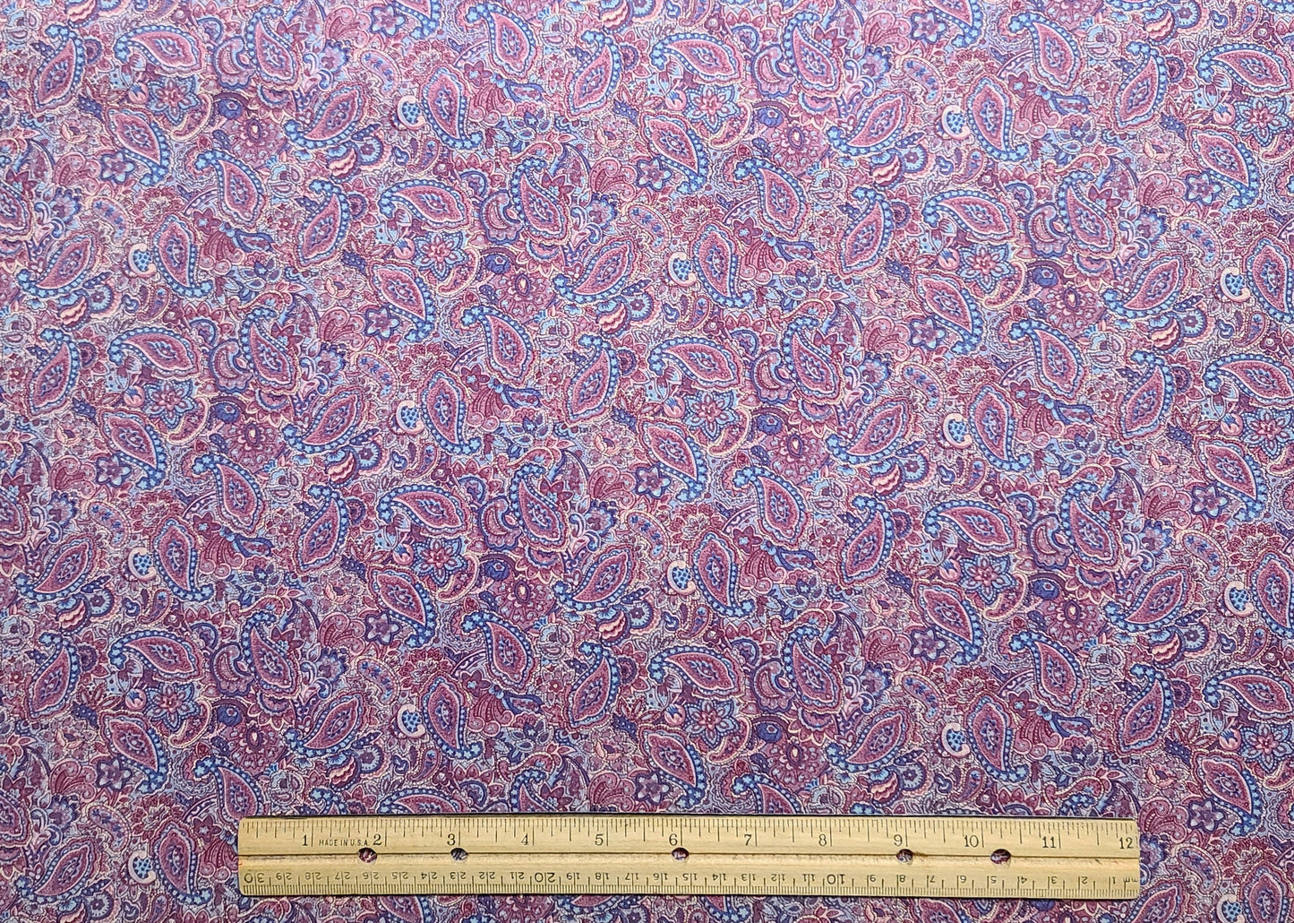 Peter Pan Fabric - Mauve, Blue, White Paisley Print Fabric