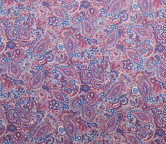 Peter Pan Fabric - Mauve, Blue, White Paisley Print Fabric