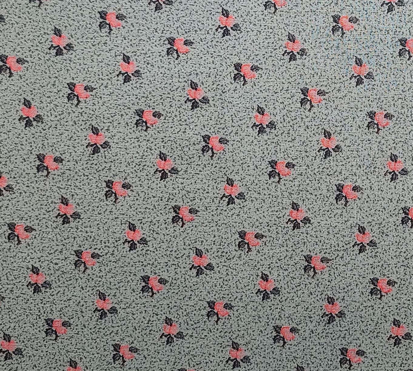 Holly Hill by Thimbleberries for RJR Fashion Fabrics - Dark Green Fabric / Red, Black Flower Print