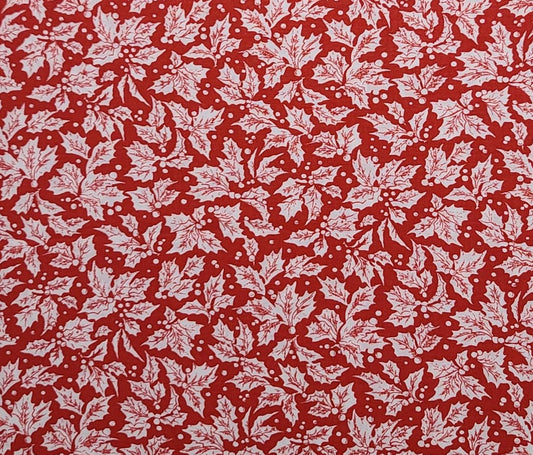 Textile Art & Film - Red Fabric / White Holly and Berry Print