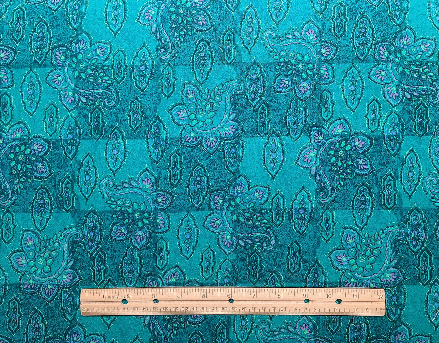 Peter Pan Fabrics - Teal Tonal Cheater Block Fabric / Floral Medallion Print