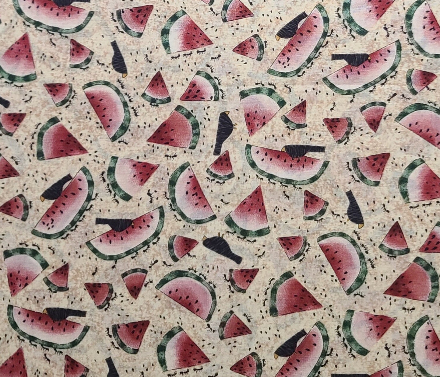 A Slice of Summer Teresa Kogut SSI - Tan Fabric / Watermelon, Ant, Blackbird Print