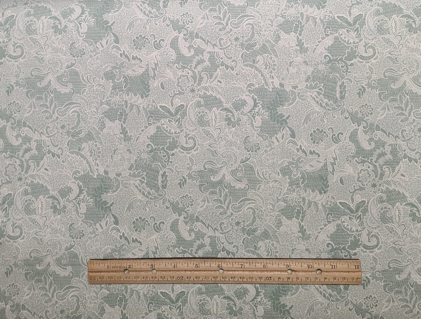 Classic Cottons 1999 - Mint Green Fabric / Ivory "Lace" Print