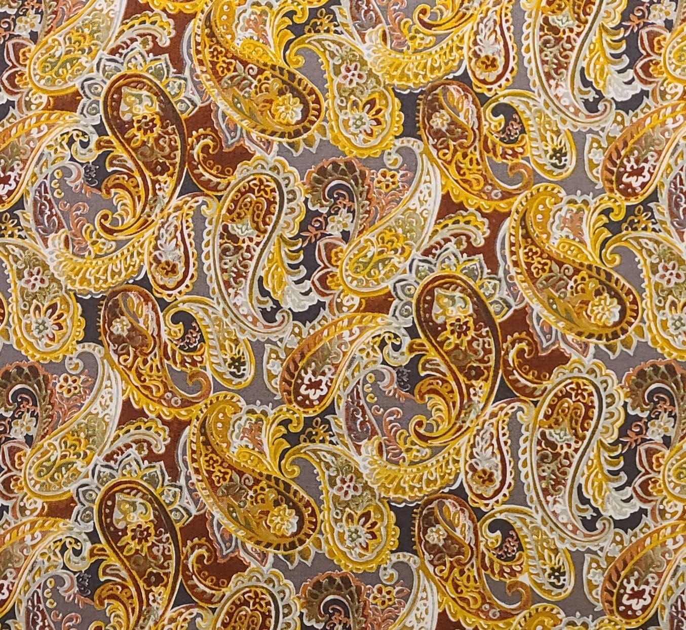 Enchanted Season by RJR Fashion Fabrics - Gold, Brown, Taupe, Mushroom Paisley Fabric