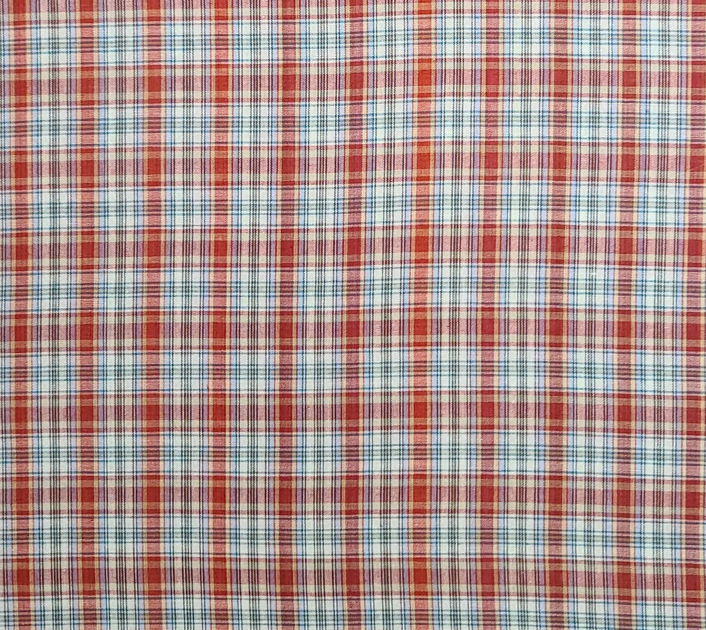 Vintage 45" WIDE White, Green, Blue Plaid Shirtweight Fabric