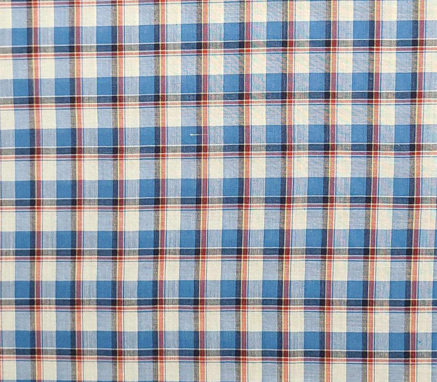 Vintage 45" WIDE Red, White, Blue, Black Plaid Shirtweight Fabric