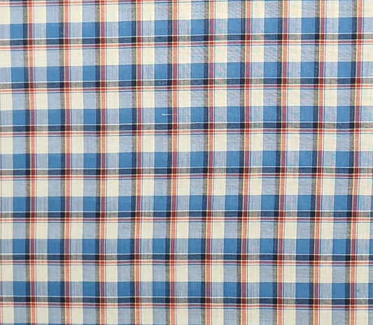 Vintage 45" WIDE Red, White, Blue, Black Plaid Shirtweight Fabric