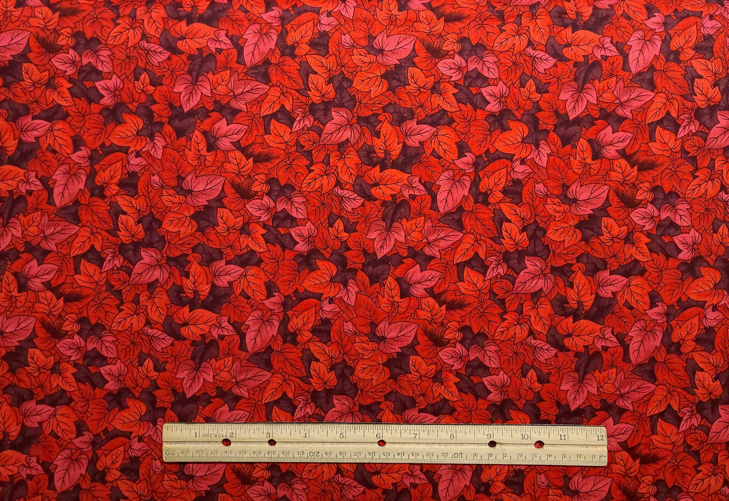 Windsor Collection by Hoffman California International Fabrics - Red and Wine Colored Leaf Print Fabric