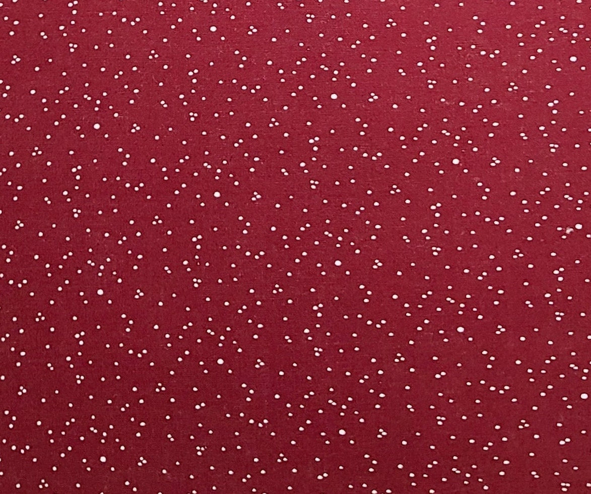 Wine Colored Fabric / White Dot Print - Selvage to Selvage Print