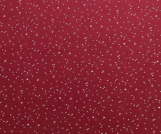 Wine Colored Fabric / White Dot Print - Selvage to Selvage Print