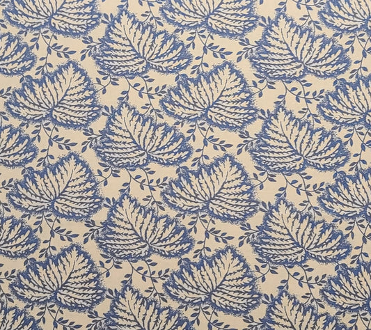 High Country by Thimbleberries for RJR Fashion Fabrics - Tan Fabric / Colonial Blue Leaf Print