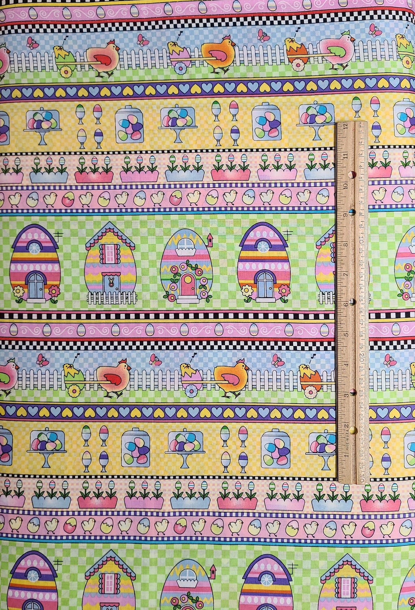 JoAnn Fabrics - Brightly Colored Easter Print Border Stripe Fabric