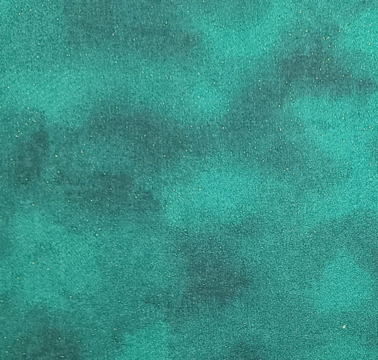 Dark Green Tonal Fabric / Allover Gold Metallic Glitter - Selvage to Selvage Print