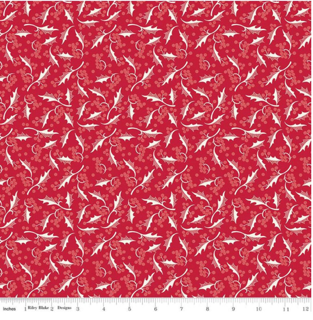 Riley Blake Designs Pattern C14845-RED Merry Little Christmas by My Mind's Eye 2024 Holly Red - Red Fabric / White Holly Print