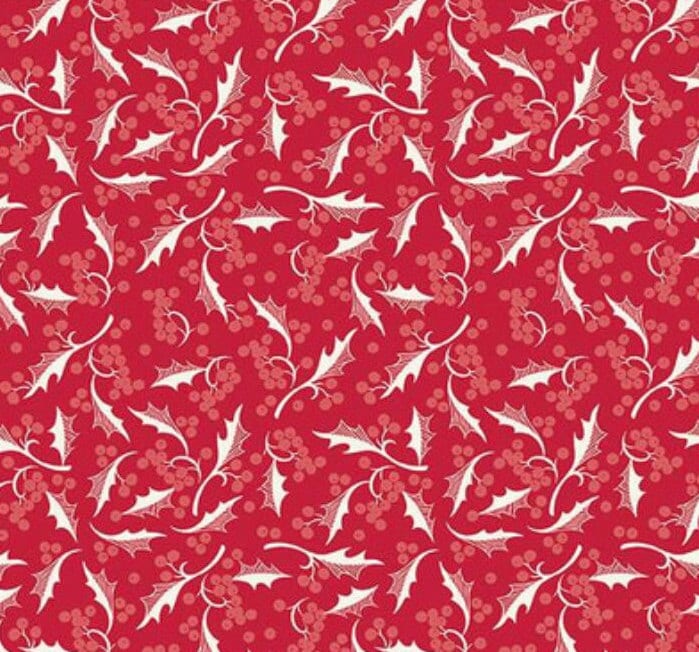 Riley Blake Designs Pattern C14845-RED Merry Little Christmas by My Mind's Eye 2024 Holly Red - Red Fabric / White Holly Print