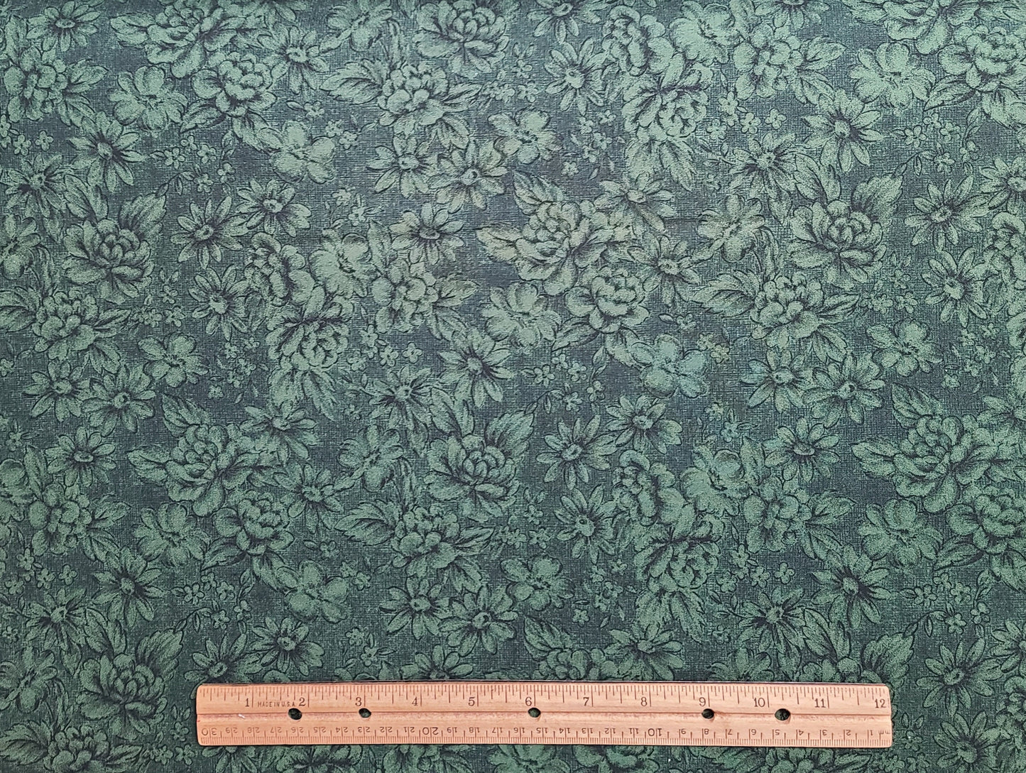 EOB - Moda 1995 - Green Fabric / Tone-on-Tone Flower Print