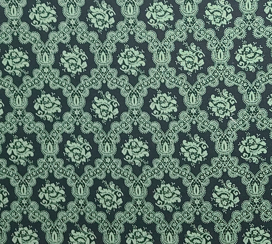 VIP Cranston Print Works - Dark Green Fabric / Light Green Floral Medallion Print