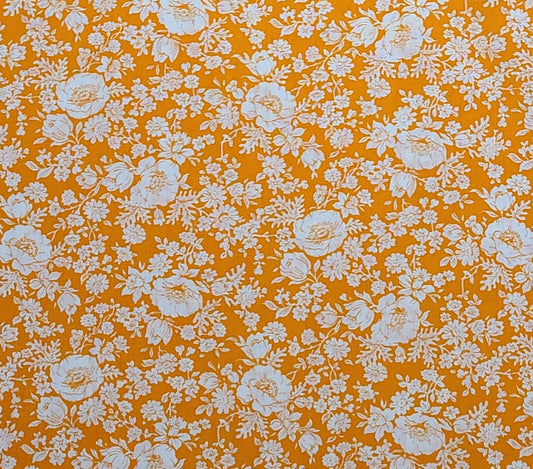 M Lowenstein & Sons Inc - Orange Fabric / White Flower Print