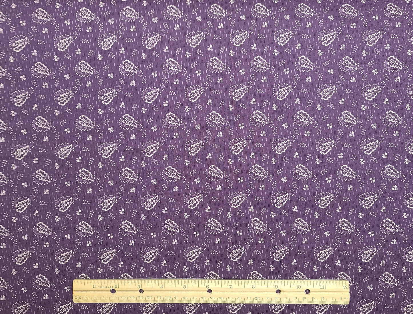 Wine Colored Fabric / Cream Reproduction Style Flower Print - Selvage to Selvage Print