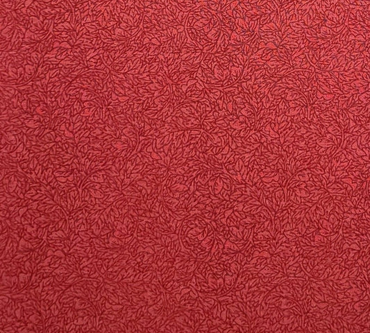 Keepsake Calico JoAnn Fabrics - Red Fabric / Black Allover Leaf Print