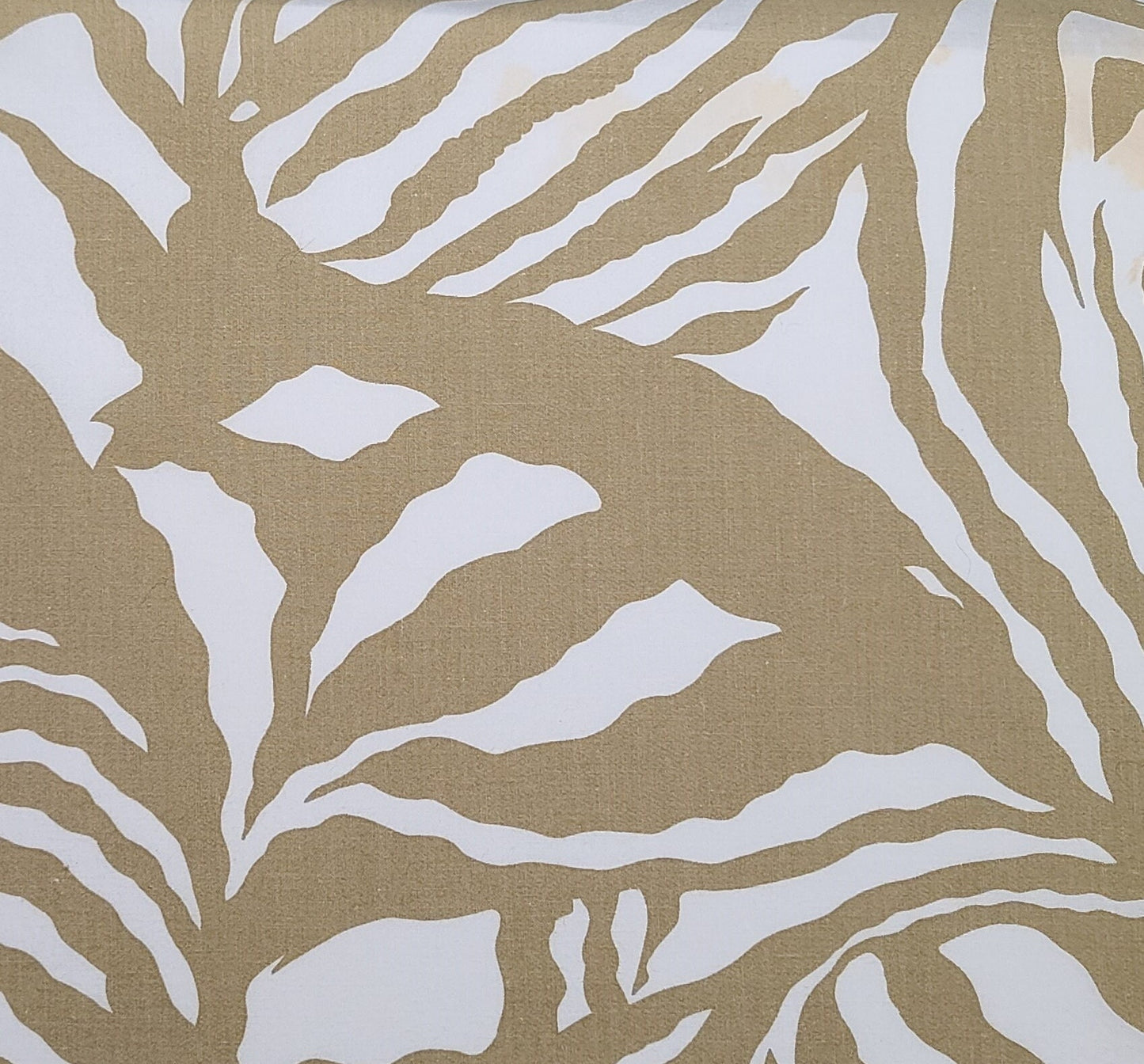 White and Golden Tan Zebra Print Fabric - Selvage to Selvage Print