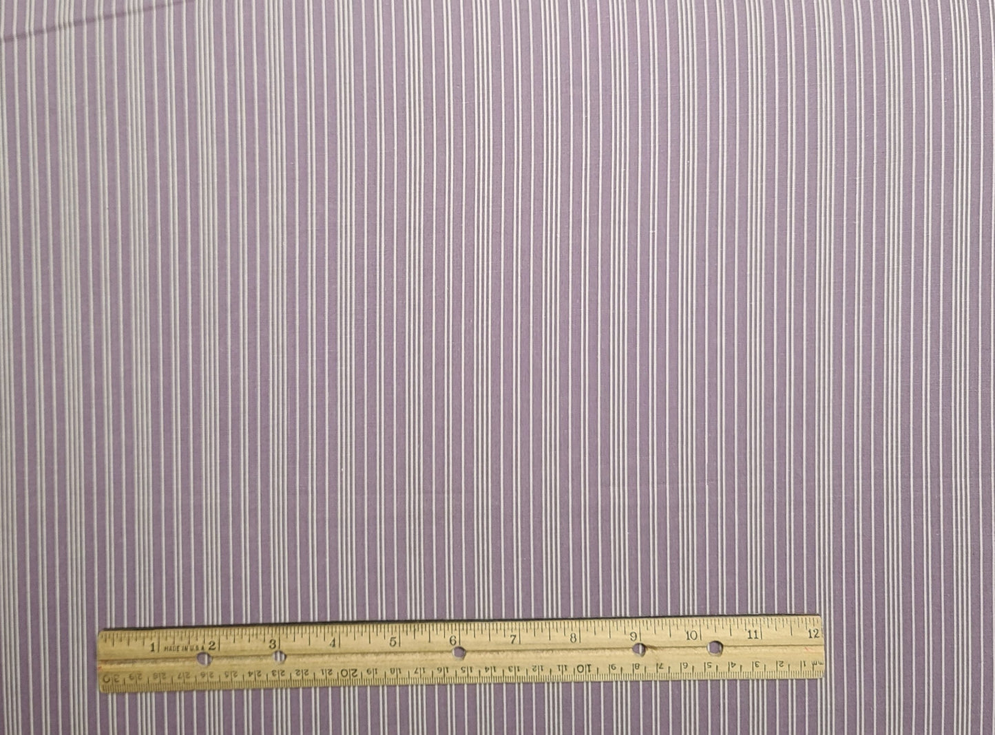 Orchid Fabric / Soft White Pin Stripes - Selvage to Selvage Print