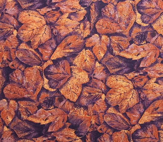 Foliage by Nancy Crowe for Kent Avery Fabrics - Red, Purple, Orange Allover Leaf Print Fabric