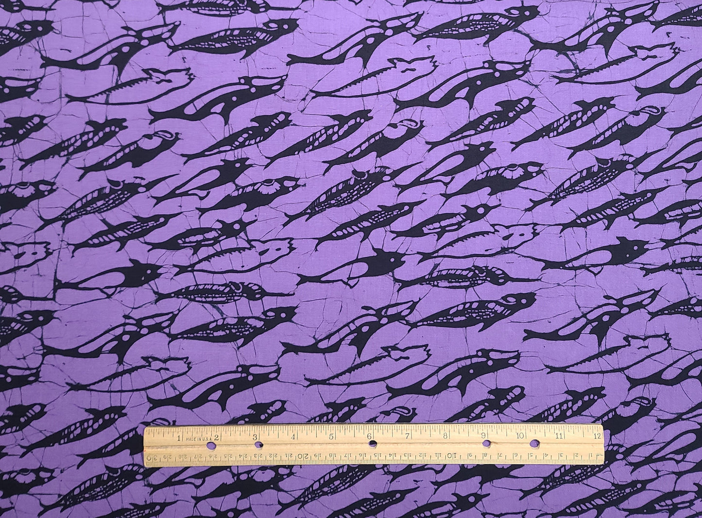 EOB - BATIK - Bright Purple Fabric / Black Fish, Shark Tjap