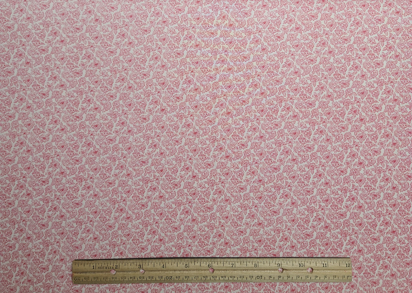 Soft White Fabric / Pink Floral Print - Selvage to Selvage Print