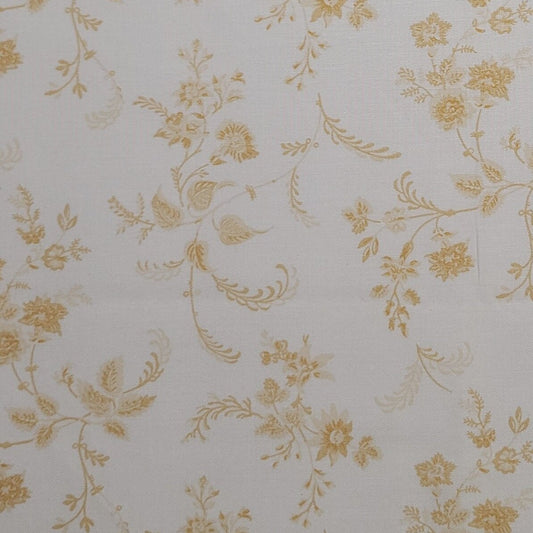 Block Party by Thimbleberries 2013 for RJR Fashion Fabrics - Cream Fabric / Gold Flower and Vine Print