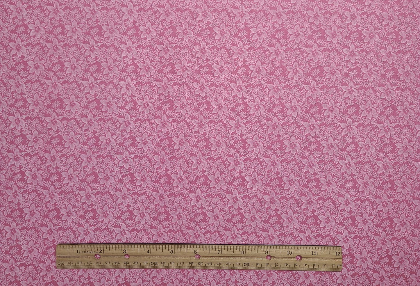 48" WIDE Pink Fabric / White Flower Print - Selvage to Selvage Print