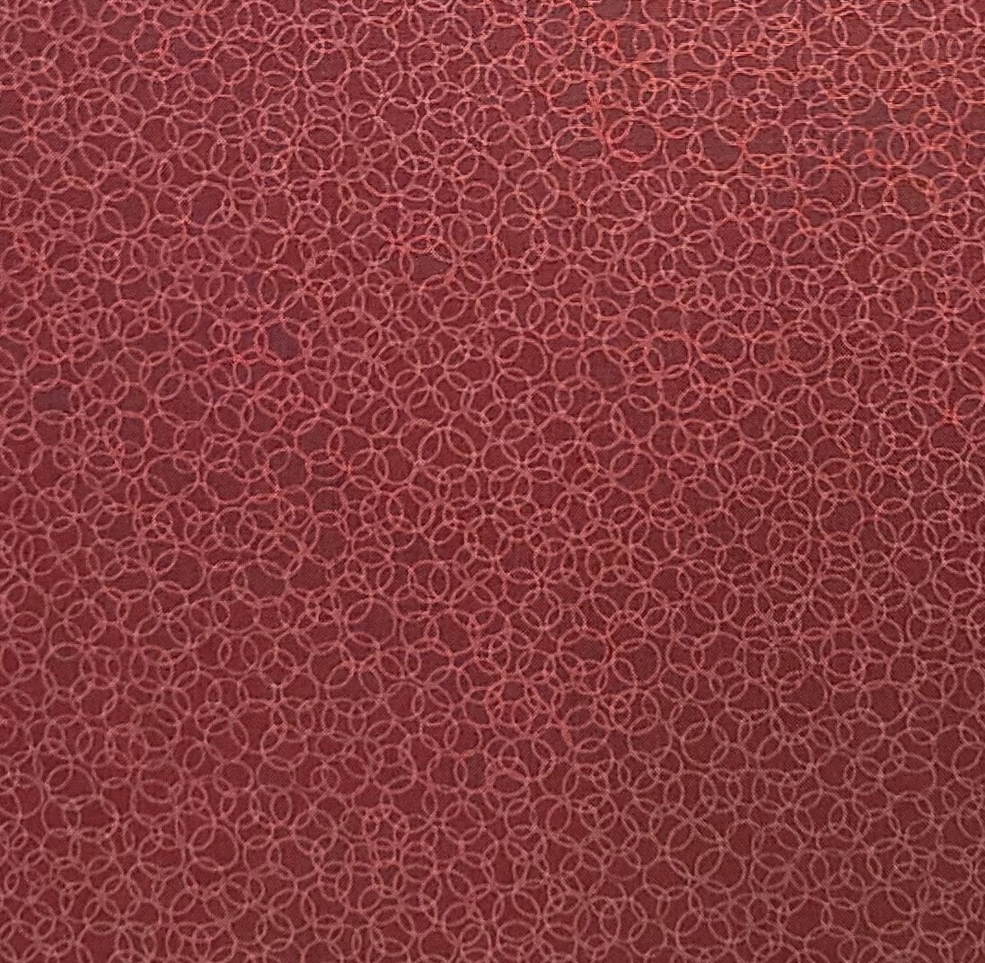 Bear Essentials by P&B Textiles - Dark Red Fabric / Red Interlocking Circle Pattern