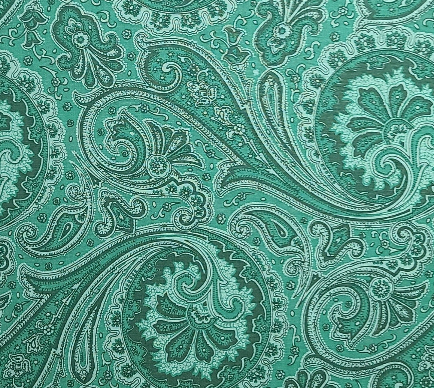 EOB - Jinny Beyer for RJR Fashion Fabrics - Green Tonal Giant Paisley and Medallion Print Fabric