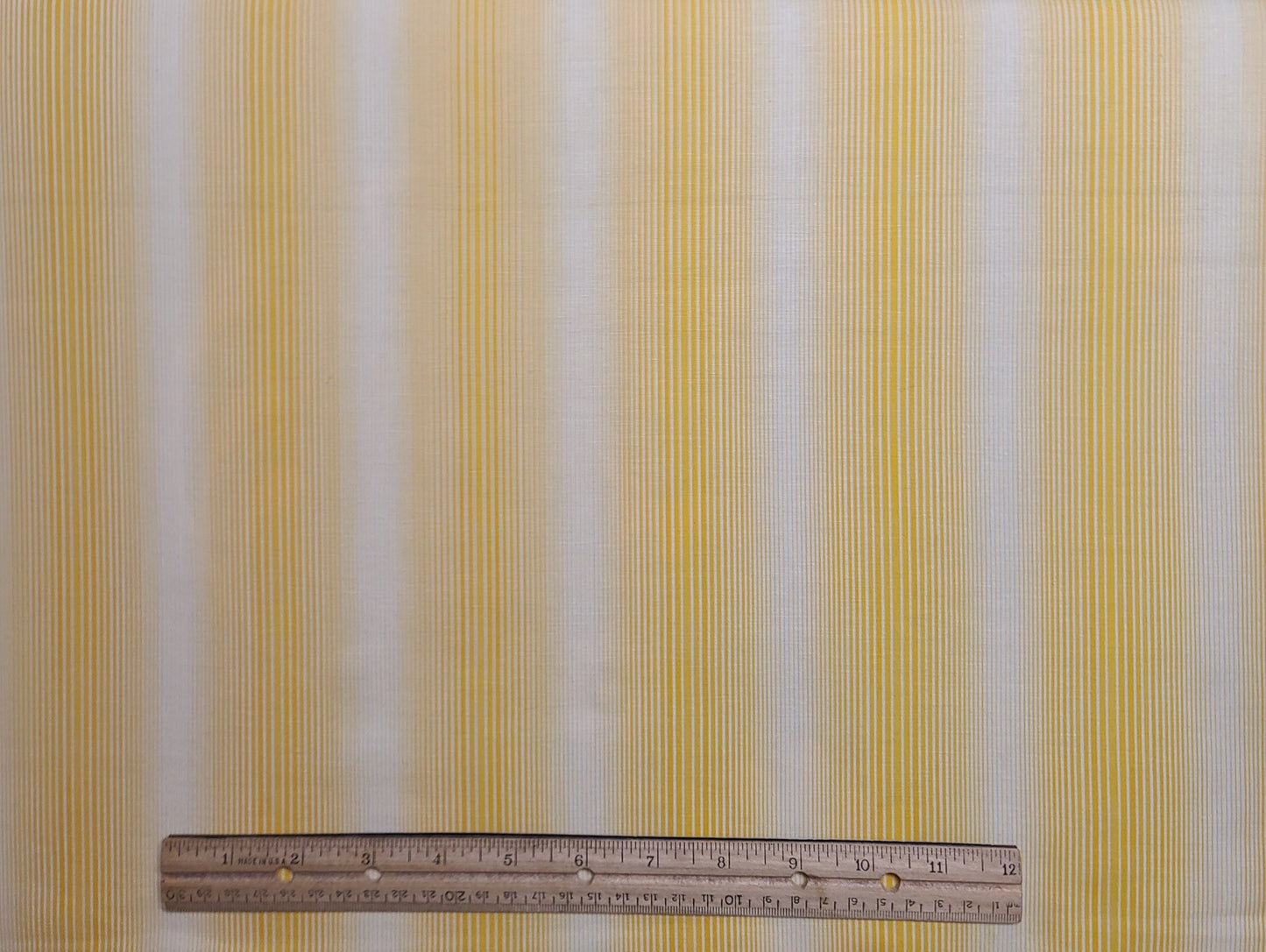 EOB - White and Yellow Border Stripe Print Fabric - Selvage to Selvage Print