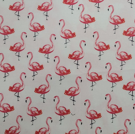 Brother Sister Design Studio B84-WT-P14 2018 - White Fabric / Pink Flamingo Print