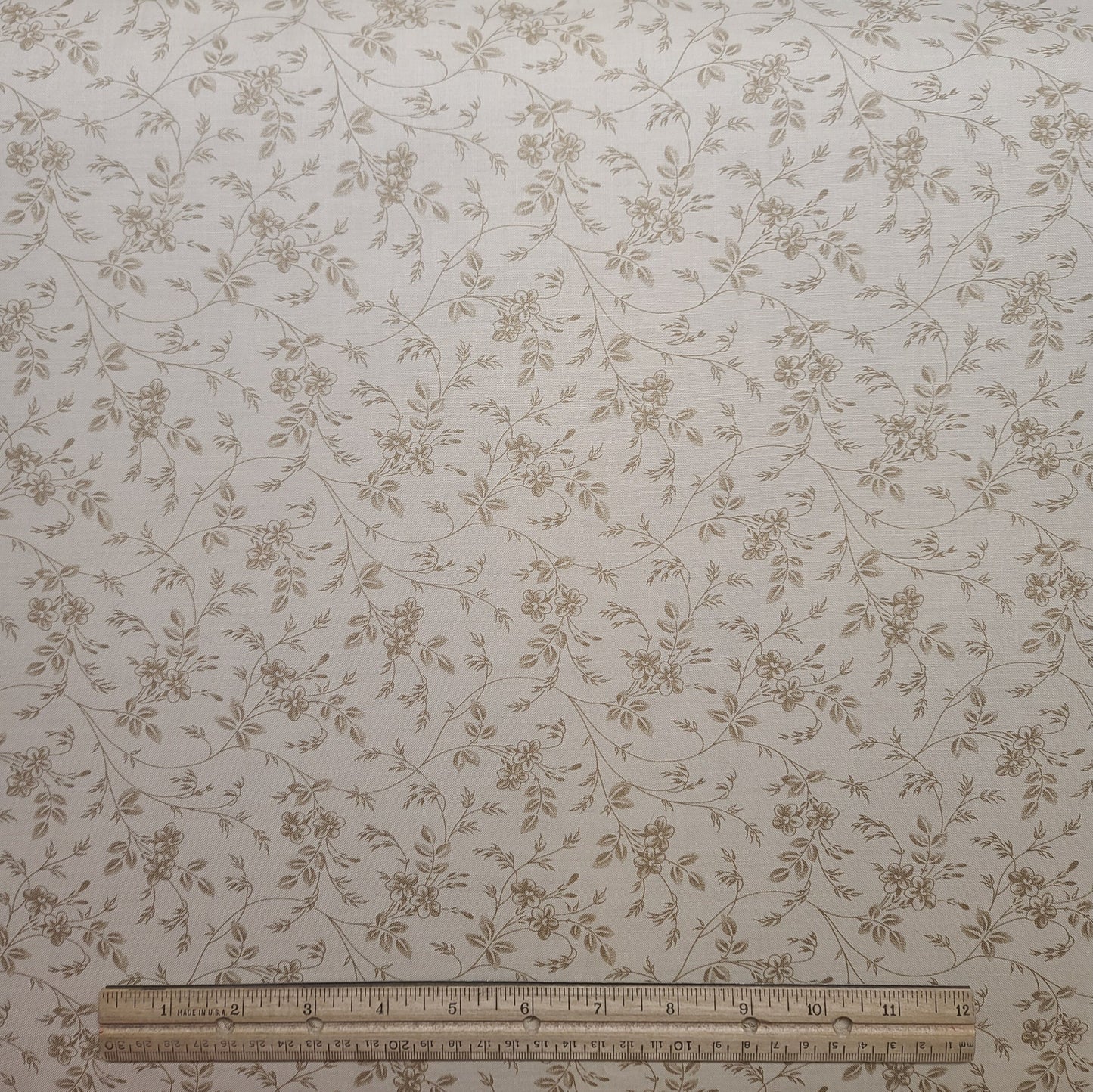 EOB - Muslin Mates by Moda - Tan Tone-on-Tone Flower Vine Print Fabric
