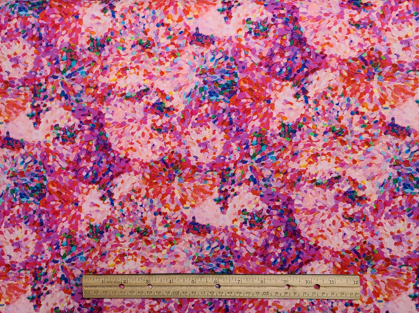 Windham Fabrics Presents Impressionist Floral by Whistler Studios Pattern #51796D - Red, Pink, Green, Blue, Purple Allover Flower Print