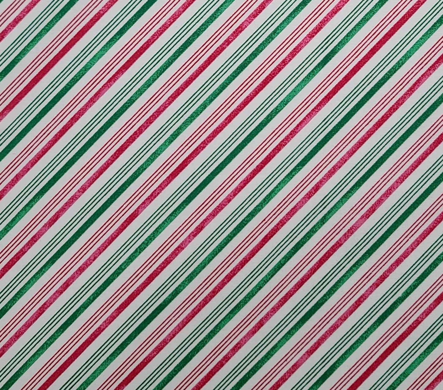 JoAnn Fabrics - White Fabric / Red and Green Diagonal Stripe