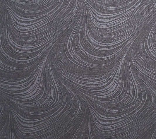 Wave Texture Jackie Robinson of Animas Quilts for Benartex Style #2966 - Black Fabric / Gray Wave Pattern