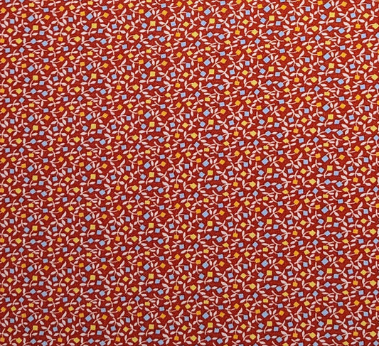 30s Playtime 2017 by Chloe's Closet for Moda Stock #33213 - Red Fabric / Light Blue, Orange, Yellow, White Reproduction Flower Print