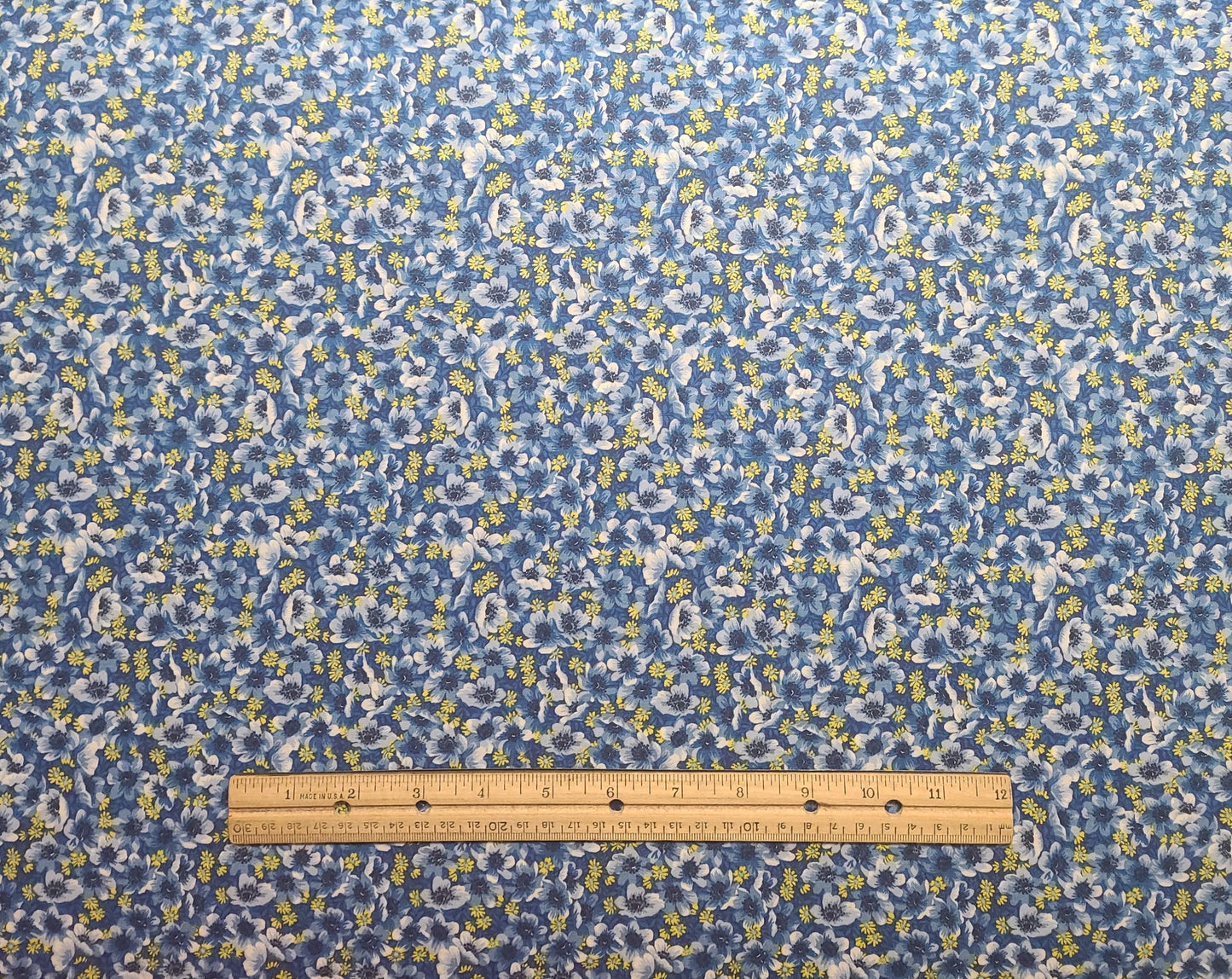 JoAnn Fabrics - Blue, White, Yellow Packed Flower Print Fabric