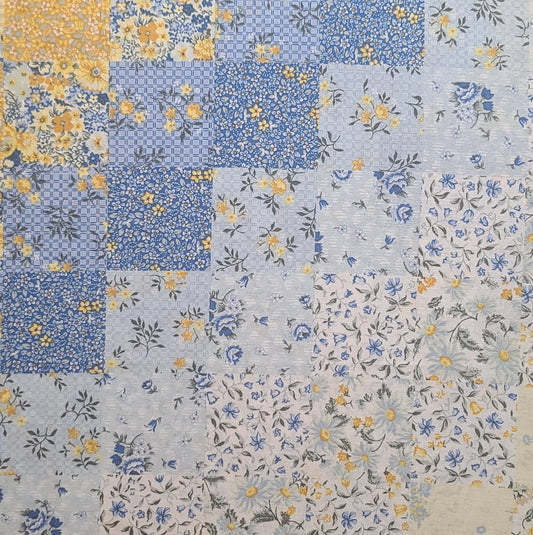 Quilters Only Signature Calicos #5784 Springs Industries - Blue, White, Yellow Bargello Cheater Cloth Fabric