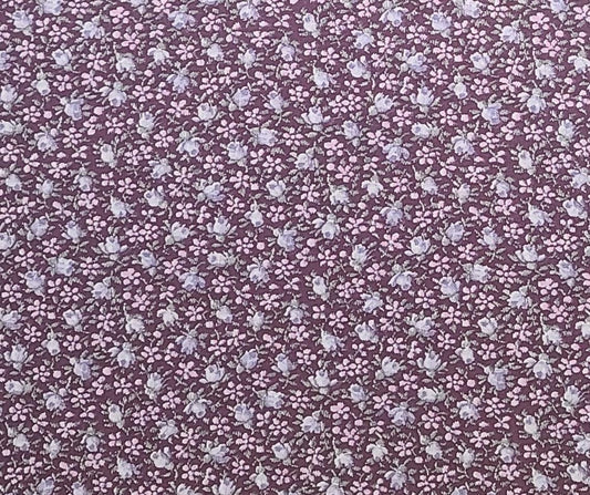 Peter Pan Fabric - Grape Colored Fabric / Lavender, Pink Flower Print