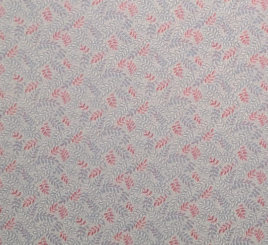 Fleurance by FreeSpirit - Soft White Fabric / Periwinkle and Pink Leaf Print