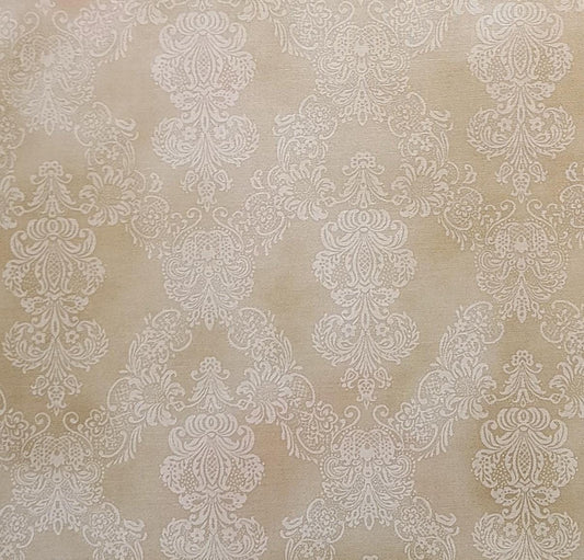 JoAnn Fabrics - Tan, Soft White, Pink Tonal Fabric / Pale Beige Filigree Print